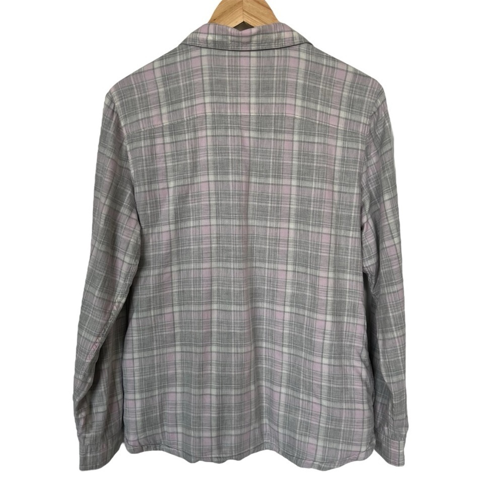 L.L. Bean Pink &‎ Gray Plaid Button Down Shirt Cotton Lined Size Medium - Picture 2 of 9